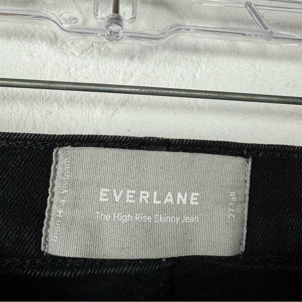 Everlane Jeans Denim The High Rise Skinny Solid Black Dark‎ Wash Cotton Stretch